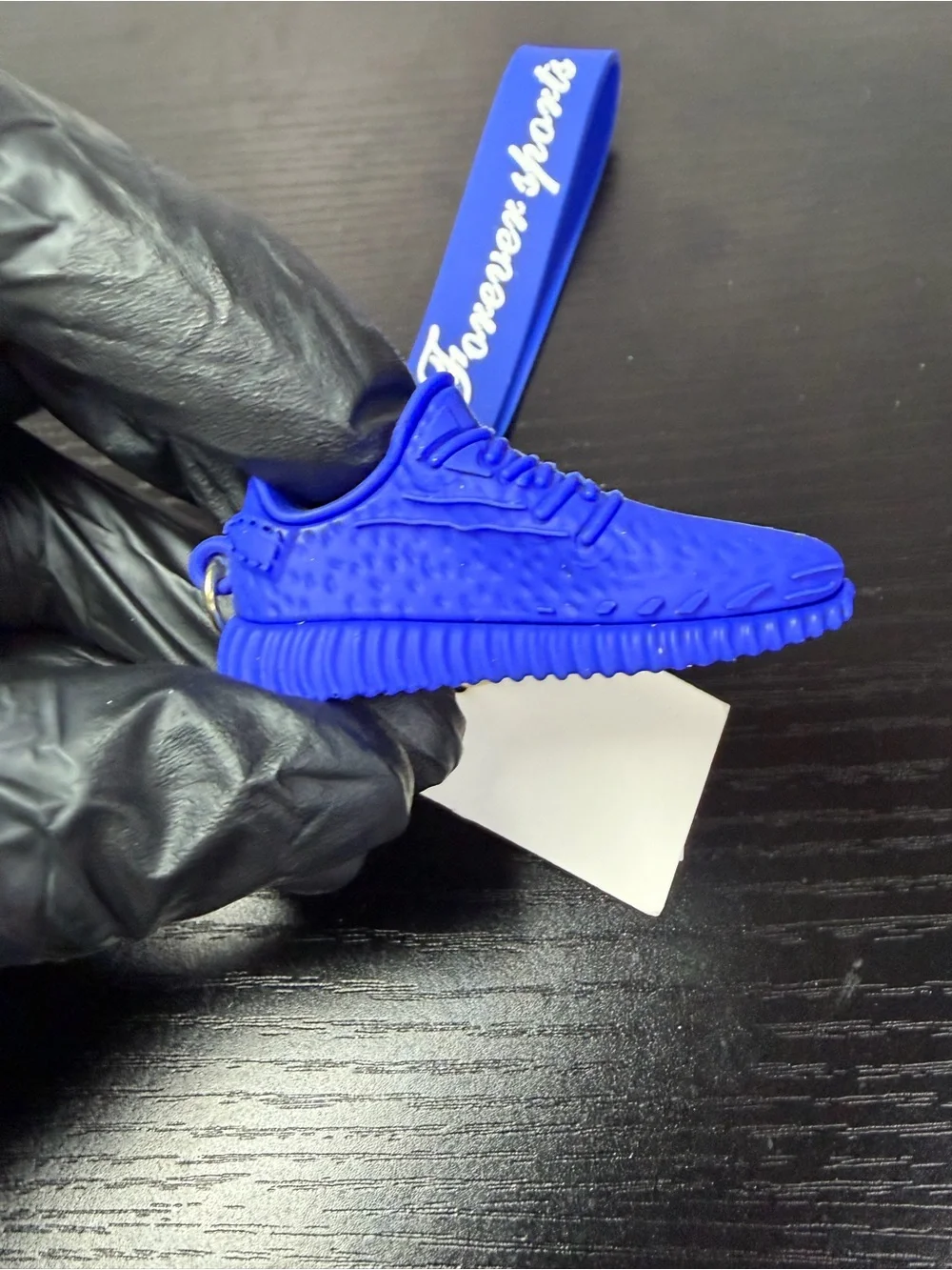 Blue Sneaker Keychain with Red Stripe - 'Forever Sports' Strap